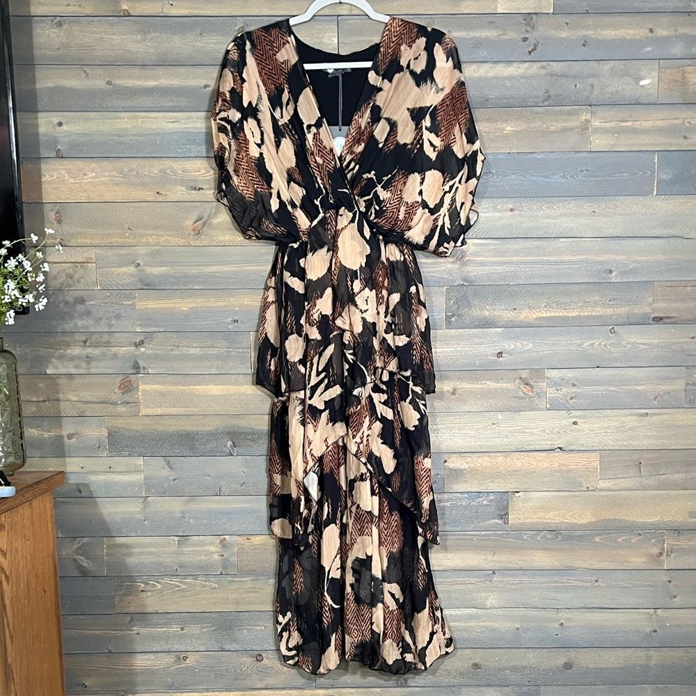 New M Made in Italy Silky Printed Layered Maxi Dress Women’s Size Small